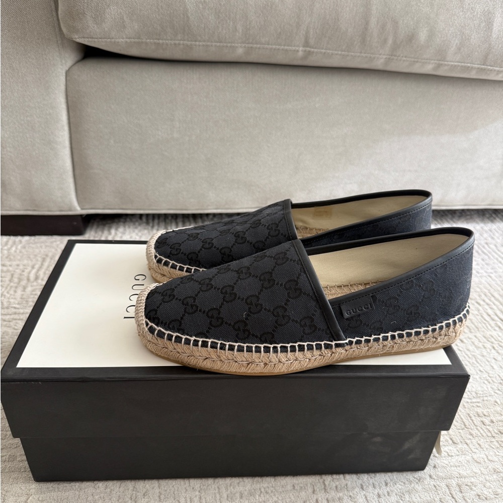 Gucci Black Monogram Espadrilles